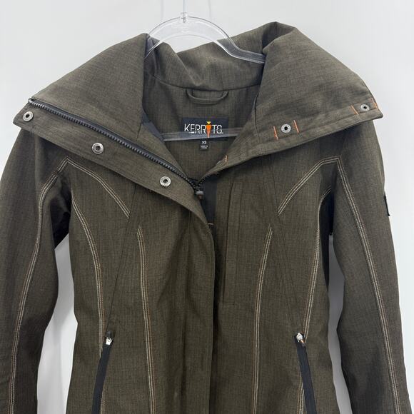 KERRITS Womens Riding Barn Jacket Size XS Hood Vent Full Zip Brown Equestrian - Picture 3 of 13